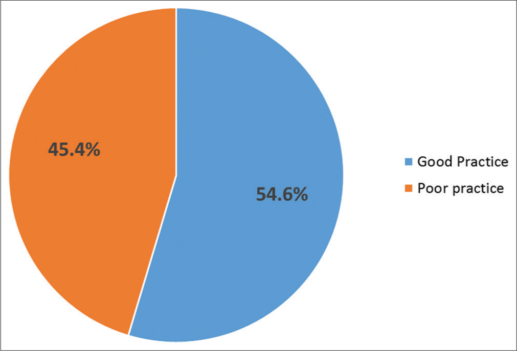 Pie chart showing safety practice level of vibrated block industry workers.